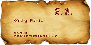 Réthy Mária névjegykártya